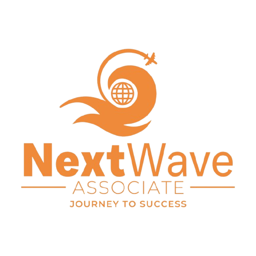 NextWave Associate logo with globe icon and tagline Journey to Success